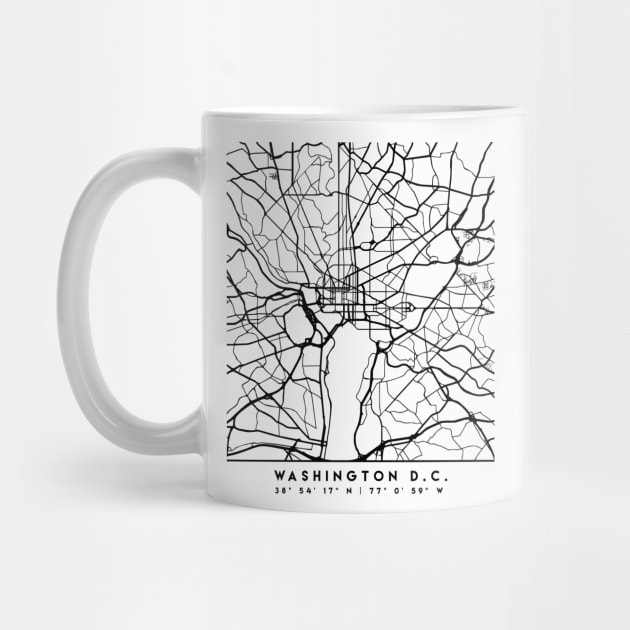 WASHINGTON DC BLACK CITY STREET MAP ART by deificusArt